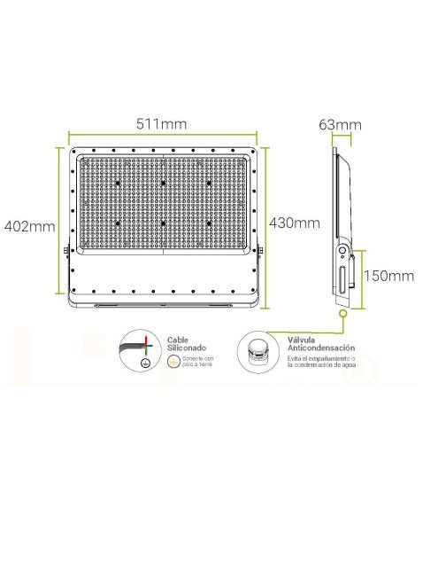 Reflector 500W Alta Potencia