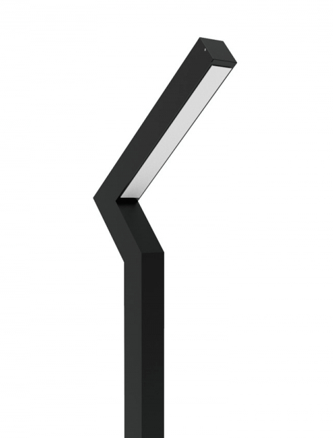 Luminaria tipo poste Cenit Z Luminaria tipo poste Cenit Z LED de un brazo para exteriores, de color negro, diseño especial con modulo led, para senderos, parques, jardines.